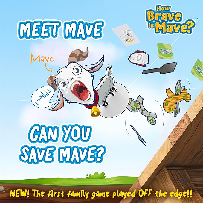 How Brave is Mave? - The First Table-Edge Stack Game, Card-Balancing, Goat-Saving Mayhem - Great for Family Game Night, Ages 6-99, Competitive and Collaborative - Laugh, Stack, and Topple