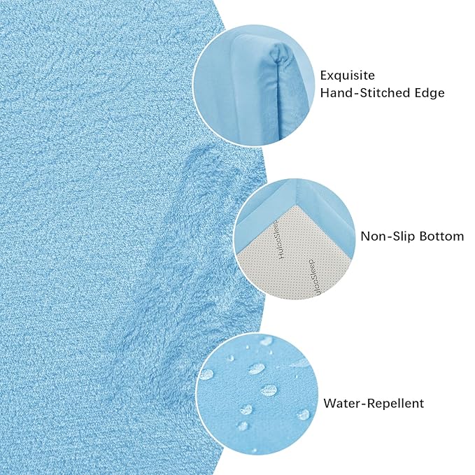 Baby Play Mat for Floor,1.3" Thick Elasti-Foam 50x50 Playpen Mat for Toddlers Infant kids,Water-Repellent Soft Coral Velvet for Tummy Time,Non-Slip Backing for Crawling,Tatami Style(Light Blue)