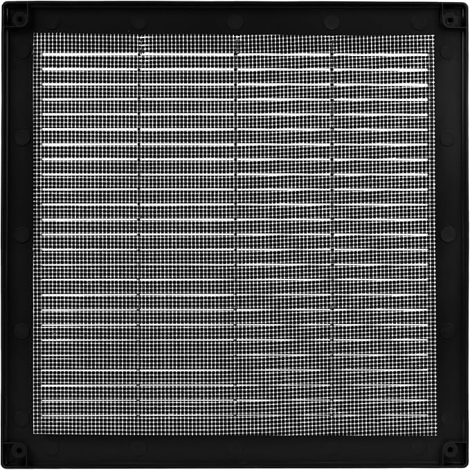 Vent Systems 10" x 10" Inch (Opening Dimensions) Plastic Black Soffit Vent Cover - Flat Square Air Vent Grille - Air Vent Deflector - HVAC 12" x 12" Inch (Overall Dimensions)