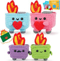Crochet Kit for Beginners - 4PCS Dumpster Fire Complete Crochet Starter Kit with Step-by-Step Video Tutorials, Beginner Crochet Kits for Adults Kids Women, Funny Crochet Gifts