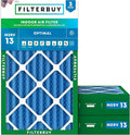 Filterbuy 12x24x4 Air Filter MERV 13 Optimal Smoke & Allergy Defense (3-Pack), Electrostatic Pleated HVAC AC Furnace Filters Replacement, Made in USA (Actual Size: 11.50 x 23.38 x 3.63)
