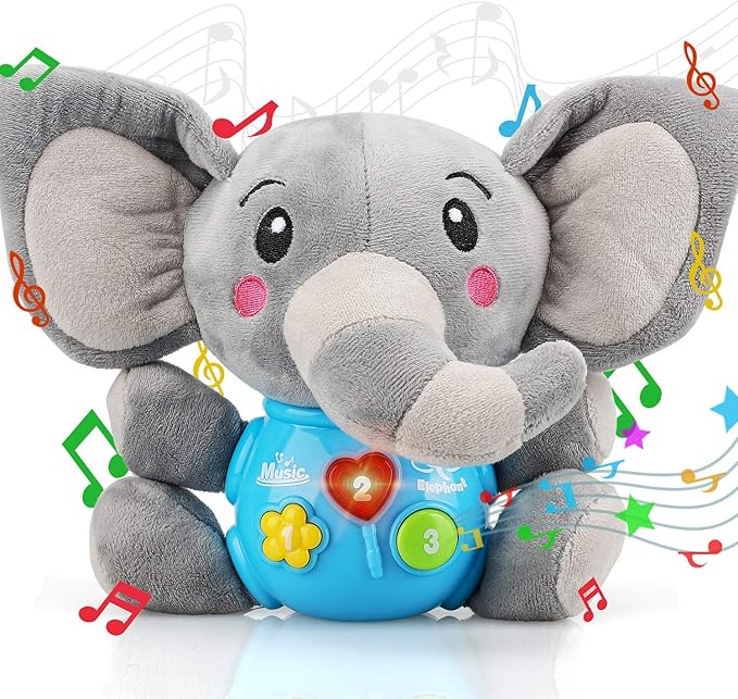 STEAM Life Baby 3-6 Months Boy Gifts Musical Toys Plush Elephant Infant 0-6 6-12 Month Light Up Stuffed Aminal for Newborn Toddler