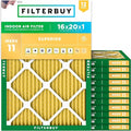 Filterbuy 16x20x1 Air Filter MERV 11 Superior Pet & Allergy Defense (12-Pack), Electrostatic Pleated HVAC AC Furnace Filters Replacement, Made in USA (Actual Size: 15.50 x 19.50 x 0.75)