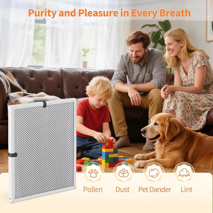 2-Pack 20x24x1 MERV 8 Reusable & Washable Electrostatic Air Filters - Long-Lasting Filter for HVAC, Furnace & Air Conditioner Units, Actual Size: 19-5/8” x 23-5/8” x 7/8”