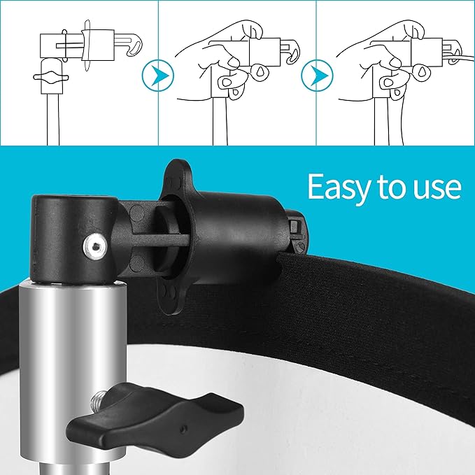 EMART 8.5FT Photography Green Screen Background Reflector Disc Holder Clip with Light Stand for Diffuser, Pop Up Backdrop, Photo, Video Studio, Meeting,Live Streaming, Youtuber