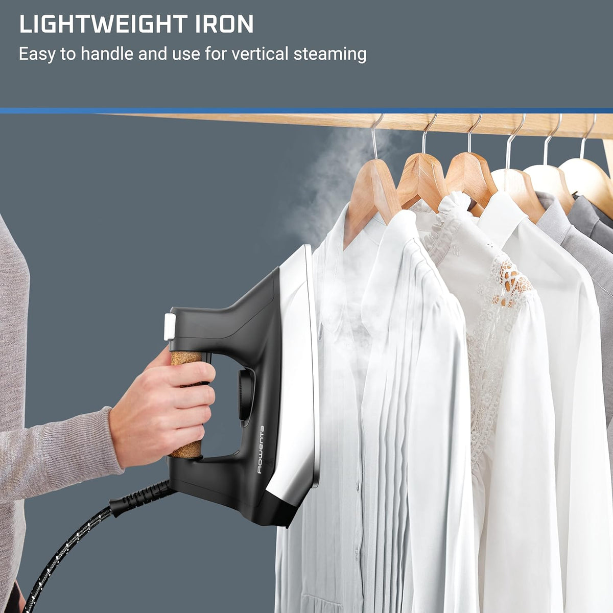 Rowenta, Iron, Ultimate Steam Pro Stainless Steel Soleplate Professional Steam Station for Clothes, 1800 Watts, 1.3L Removable Tank, Boiler Technology, Fast Heat Up, Black Clothes Iron, DG8668