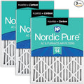 Nordic Pure 20x25x2 (Actual Size: 19 1/2 x 24 1/2 x 1 3/4) Pleated Air Filters MERV 14 Plus Carbon 3 Pack