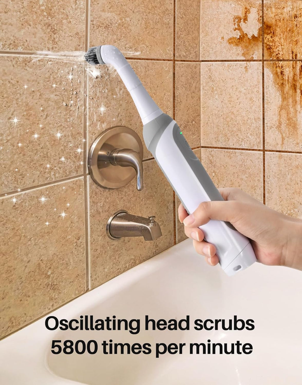 kHelfer Rechargeable Electric Grout Brush with Built-in Battery, Upgraded KH6A Stainless Steel Wire Power Brush & IPX7 Waterproof, Cordless Cleaning Brush & 5 Replacement Heads for Grout, Crevice