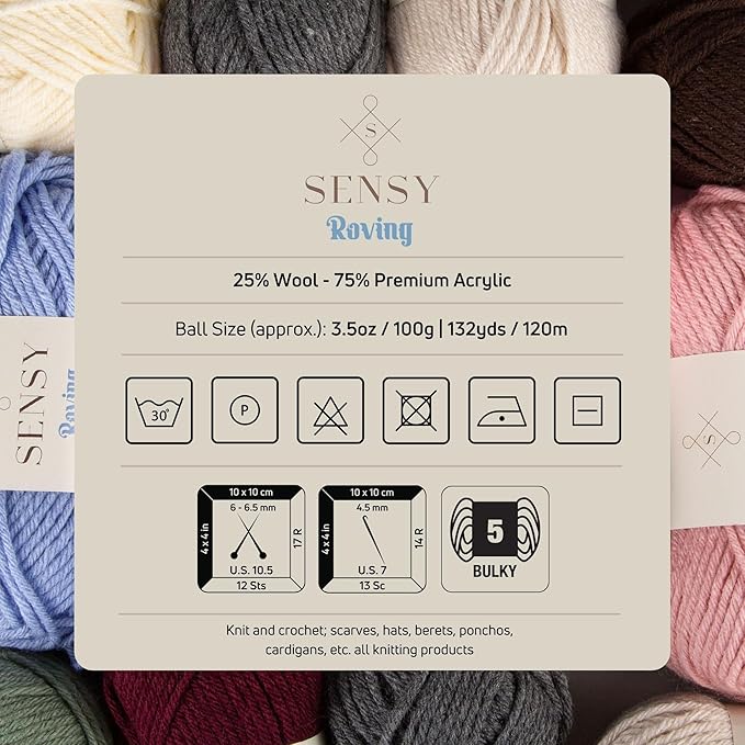3 Skeins of Sensy Roving Yarn, 3.5 oz, 132 Yards, Gauge 5 Bulky (Quartz Pink)