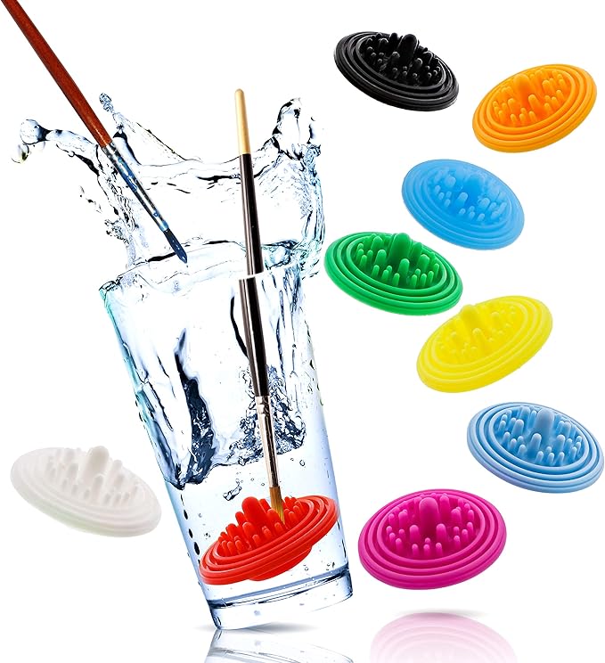 Paint Puck Paint Brush Cleaner (3-Pack, Pink) – Reusable Silicone Insert with Suction & Nubs for Cleaning Acrylic, Oil & Watercolor Brushes – Fits Cups for Classroom, Studio & Home Use