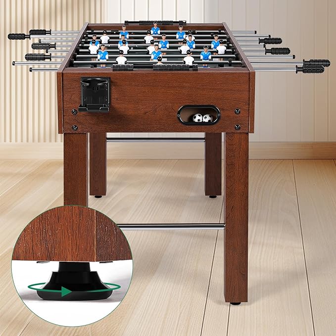 Foosball Table 48in, Competition-Sized Game Table for Home & Game Room – Includes 2 Balls & 2 Cup Holders – Classic Indoor Soccer Game