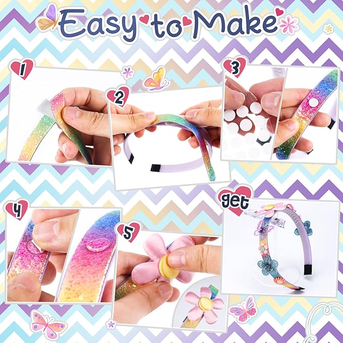 Gifts for 6 Year Old Girls: Craft Kits for Kids 6-12 | Fashion Girl Hair Accessories Making Set | That Allows Girls to Make Their Own Unique DIY Flower Hair Accessories (Flower)