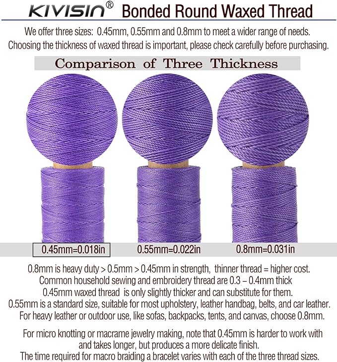 12 Multicolor Round Waxed Thread, 0.45mm Thin and Stiff Wax Strings, 110 Yards/Spool, Polyester Waxed Cord for Fine Leather Sewing, Binding, Crafting, Bracelets and Micro-Macrame Jewelry Making