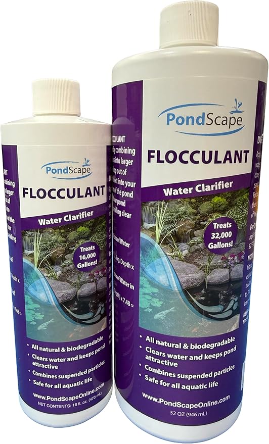 PONDSCAPE Pond Flocculant – Clears Cloudy & Murky Pond Water – Fast-Acting Water Clarifier for Ponds, Water Gardens & Fountains – Safe, Biodegradable Formula (32oz)