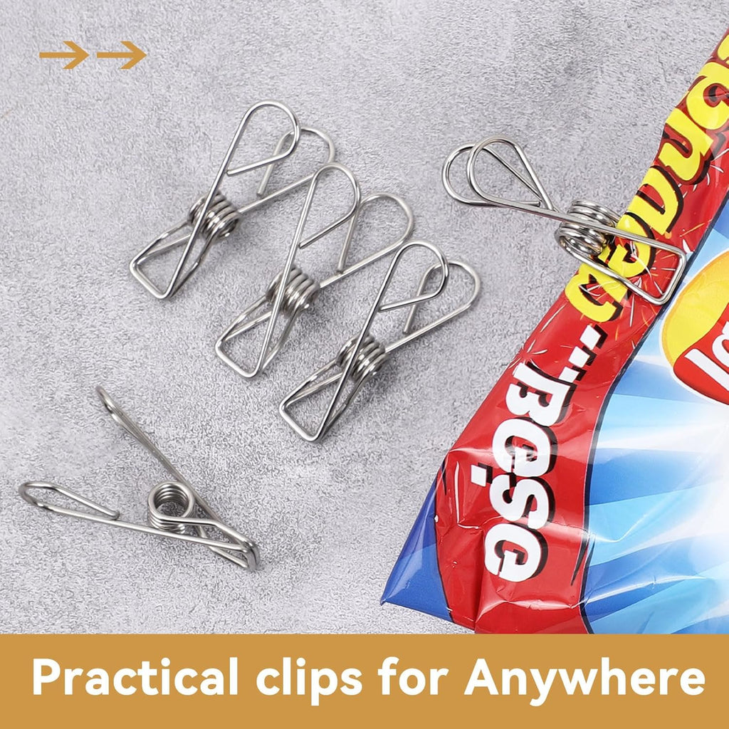 40 Pack Clothes Pins Heavy Duty, Metal Clothespins Assorted Size Include Extra Large, 304 Stainless Steel Clothes Pins with Waterproof Bag, 2.4/2.6/3.4 Inch Laundry Clips Outdoor