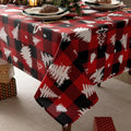 Red Gingham Plaid Christmas Tree Tablecloth - Rectangular 58x102 Inch Water Resistant Table Cloth for Indoor/Outdoor Use - Holiday Table Cover for Kitchen, Picnics, and Parties