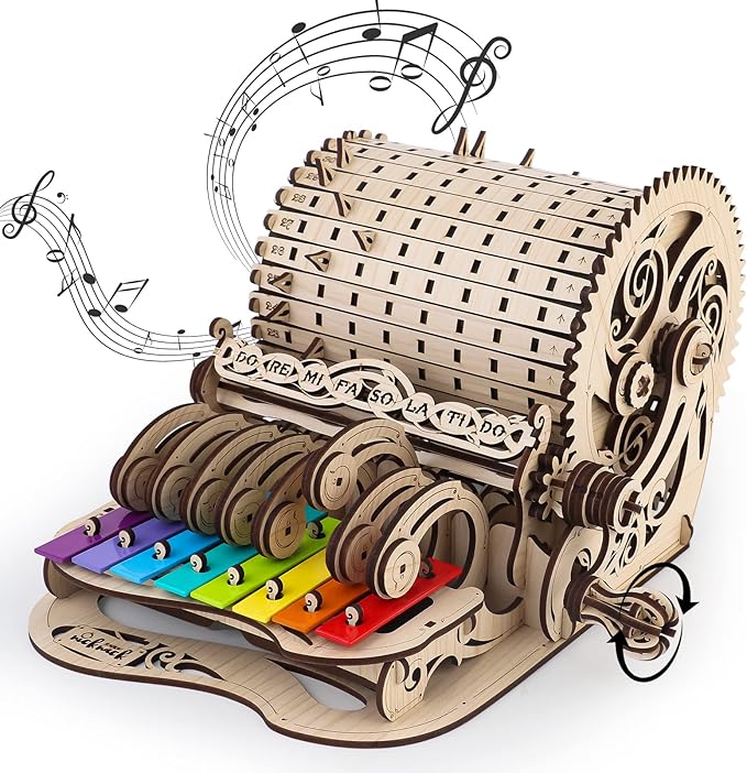 nicknack 3D Wooden Puzzles Model Kits for Adults Piano Mechanical Music Box Model Wooden Xylophone Toy