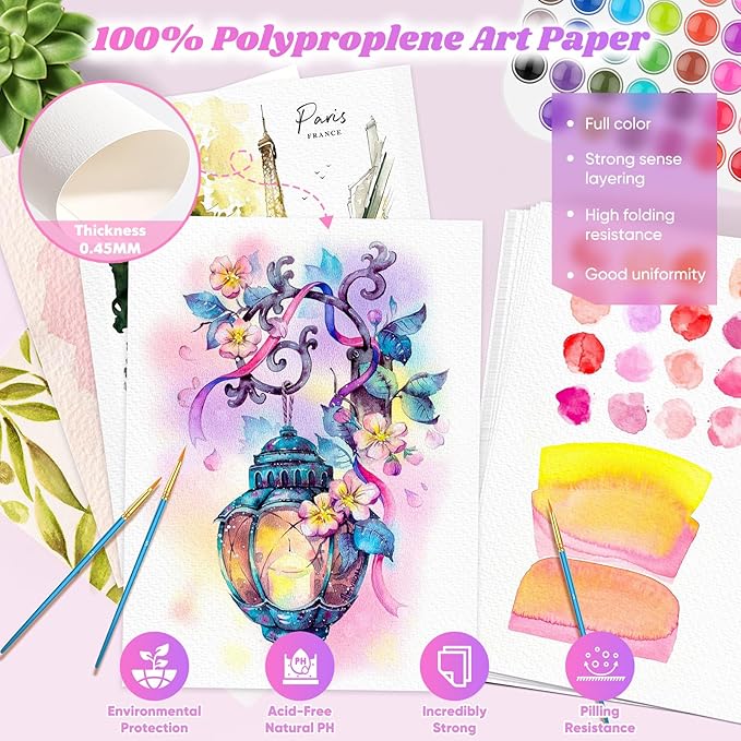 180 Sheets Watercolor Paper, Valentine Gift Cards, 5"x7" White Water Color Paper Bulk, 140lb/300gsm Artist Drawing Coloring Supplies for Adults, Watercolors, Paint Set, Canvas Painting, DIY Projects