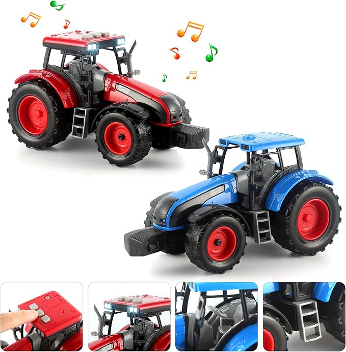 Dwi Dowellin Large Flatbed Semi Truck Toy for Kids,Includes Farm Vehicles,Car Toy Birthday Gift for 2 3 4 5 Years Old Boys and Girls