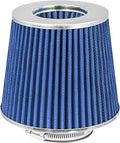 Mortar Aftermarket Auto Air Filter Replacement - Car Enthusiast Class Universal Cold Air Intake Gulps in More Air for More Engine Power & Passionate Induction Sound, 3 In, Blue