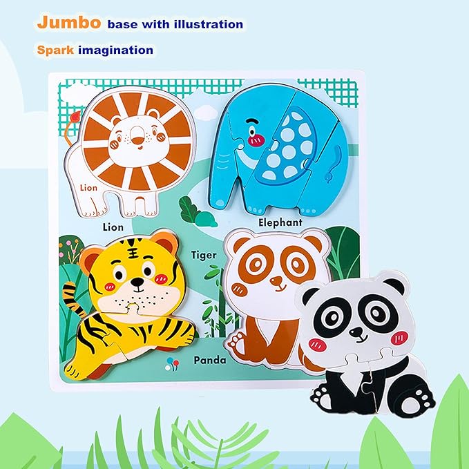 Wooden Animal Puzzles for Toddlers 1-3,Wood Puzzles Ages 2-4, Toys for 2 3 Years Old Girls Boys,Montessori Toddler Toys 2-3 Preschool Learning Educational Gifts