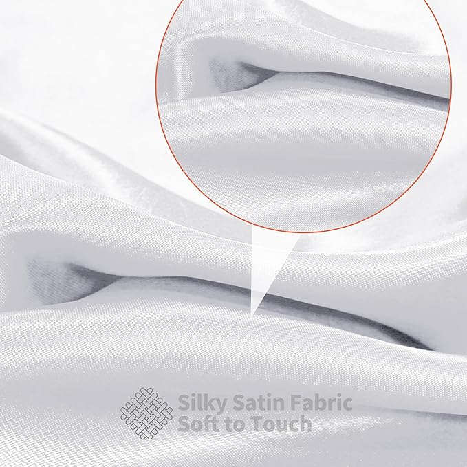 RUDONG M White Satin Fabric by The Yard, 1 Yard x 60 Inch Wide Silky Charmeuse Satin Fabric, Soft Satin Fabric for Wedding Decorations, Bridal Dress, Sewing, Accessories, DIY Crafts