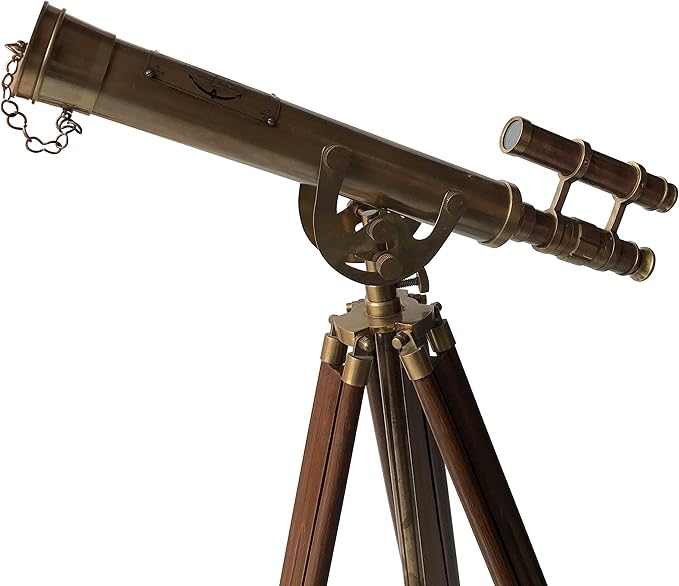 Antique Brass Telescope Marine Navy Adjustable Floor Standing Brass Telescope Maritime Ship Instrument Functional Clear Vision Instrument Nautical Home Decor