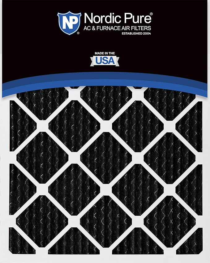 Nordic Pure 20x30x1 (Actual Size: 19 5/8 x 29 5/8 x 3/4) Pure Carbon Pleated Odor Reduction Furnace Air Filters 4 Pack