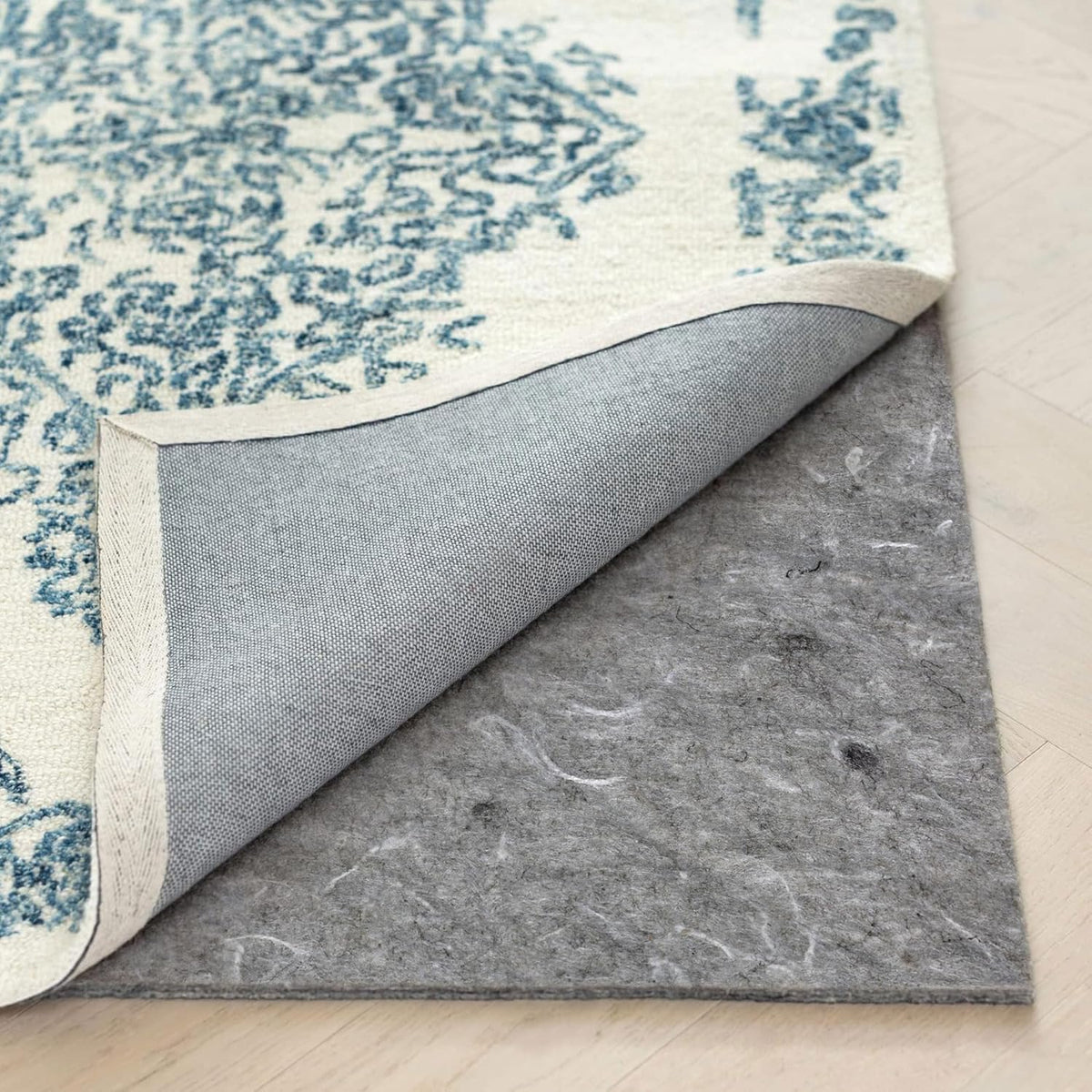 RUGPADUSA - Dual Surface - 5' Square - 1/8" Thick - Felt + Rubber - Non-Slip Backing Rug Pad - Adds Low-Profile Comfort and Protection