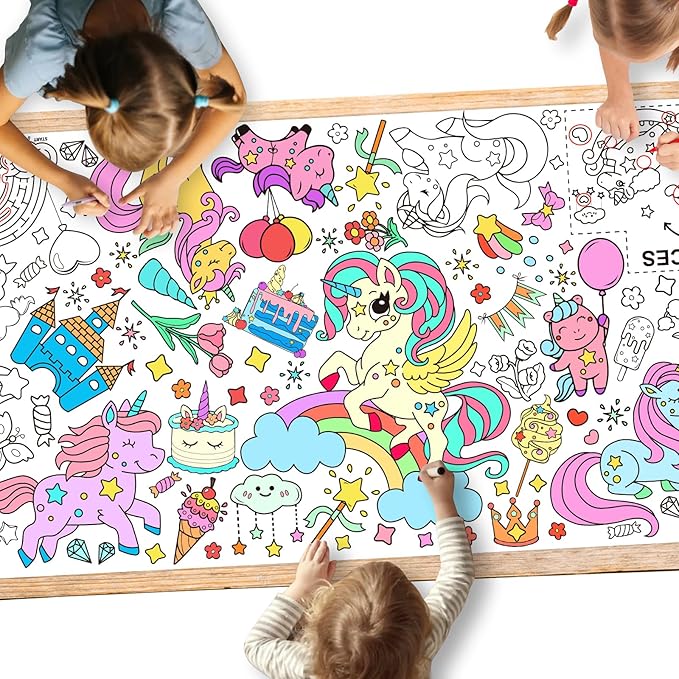 Gatherfun Unicorns Birthday Party Giant Coloring Poster - 31.5x 72 Inches - Versatile Classroom Wall Décor & Unicorns Birthday decorations-Poster or Table Cover for School Parties and Special Events