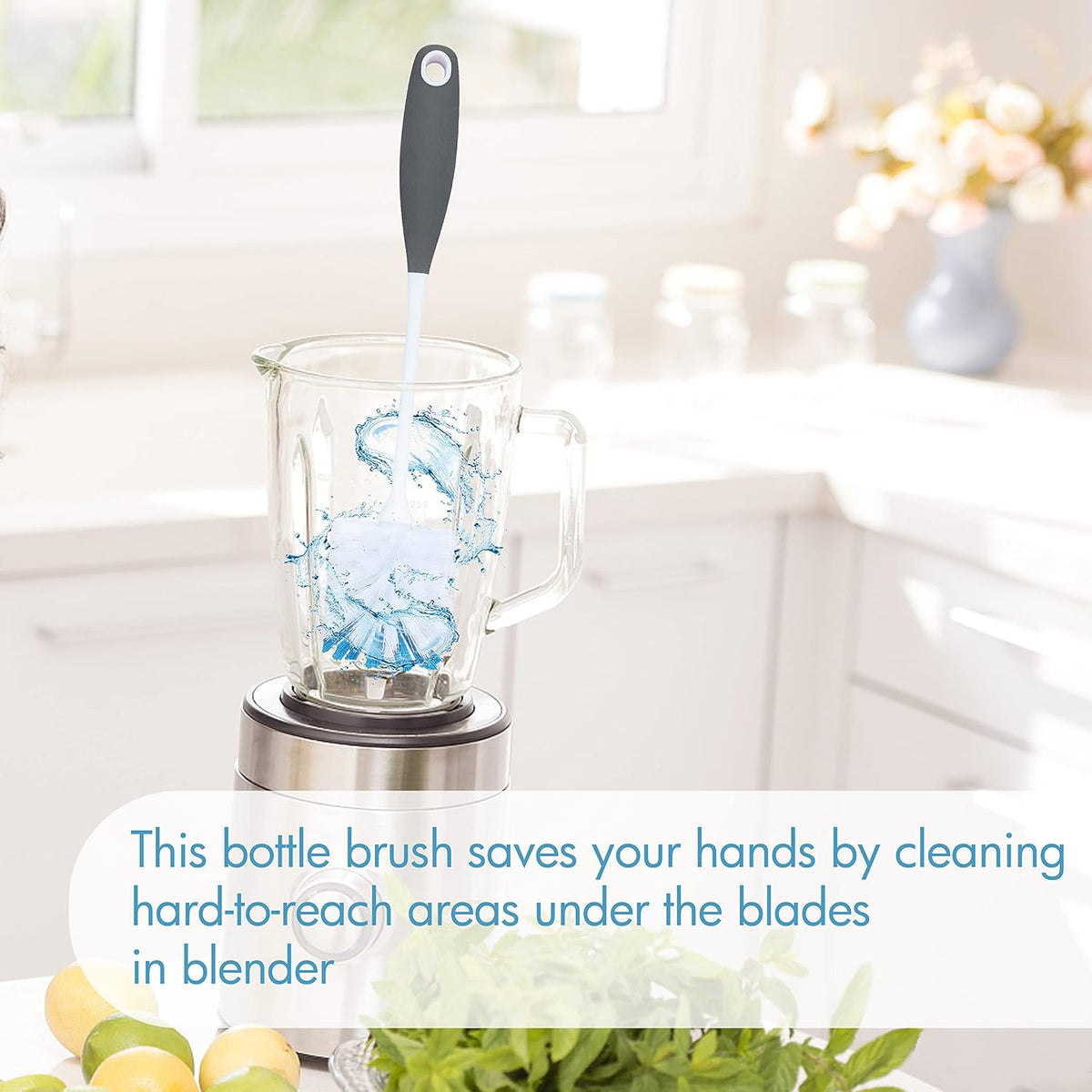 PHYEX 2 Pack Long Handle Bottle Scrubbing Brushes, Bottle Cleaner for Washing Glasswares, Wine Decanter, Hydro Flask Tumbler, Sinks, Food Jars