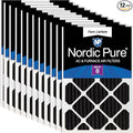 Nordic Pure 20x25x2 (Actual Size: 19 1/2 x 24 1/2 x 1 3/4) Pure Carbon Pleated Odor Reduction Merv 8 Furnace Filters 12 Pack