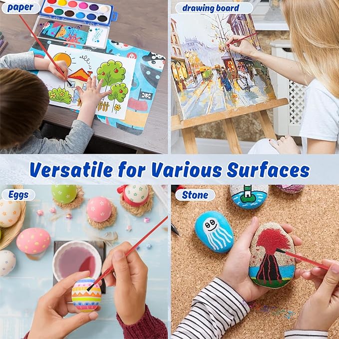 12 Packs Watercolor Paint Set Bulk, 12 Vibrant Colors Washable Watercolors with Brushes for Kids, Art Activities Painting Supplies for School Classroom Home