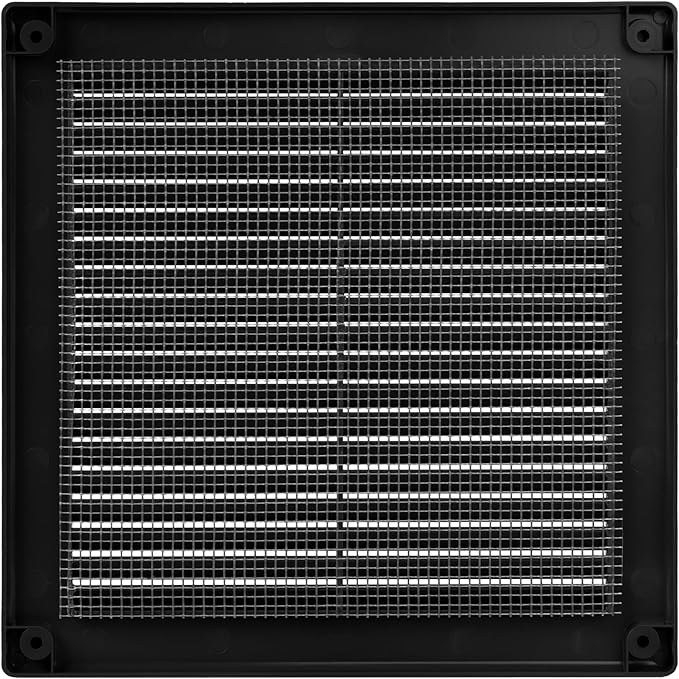 Vent Systems 8'' x 8'' Inch Black Soffit Vent Cover - Pack of 100 - Flat Square Air Vent Louver - Grille Cover - Built-in Insect Screen - HVAC Vents for Bathroom, Home Office, Kitchen 8x8 Inch
