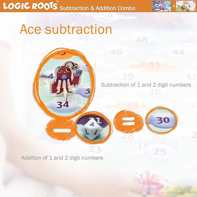 Addition and Subtraction Games - Pack of 2, Cloud Hoppers & Mountain Raiders, Math Board Games and STEM Toys for 7 Year and Up, Gift for Kids (Girls & Boys), Homeschoolers, Grade 1 & Up