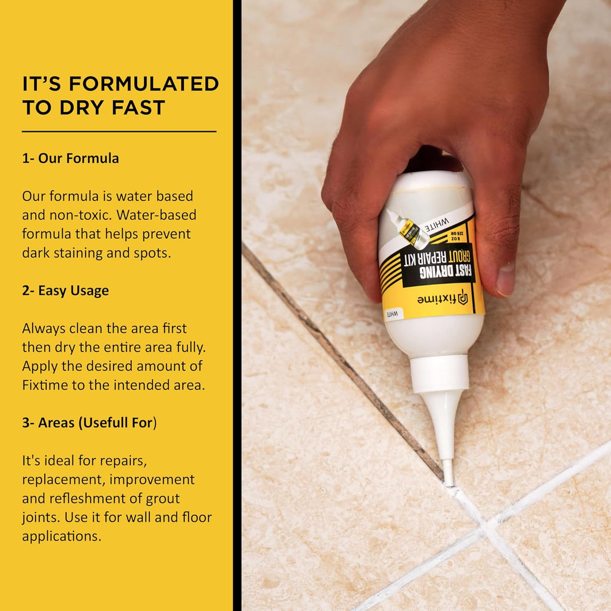 Tile Grout Repair Kit, White Grout Filler Tube 8 oz, Grout Repair Renews, Fast Drying Repait Kit, Grout Sealer for Floor Tile - Spatula Included (2xWhite)