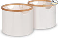 efluky Storage Baskets for Organizing, Fabric Storage Bins with Bamboo Handles, Collapsible Storage Baskets for Shelves and Closet,Medium, Beige Set of 2
