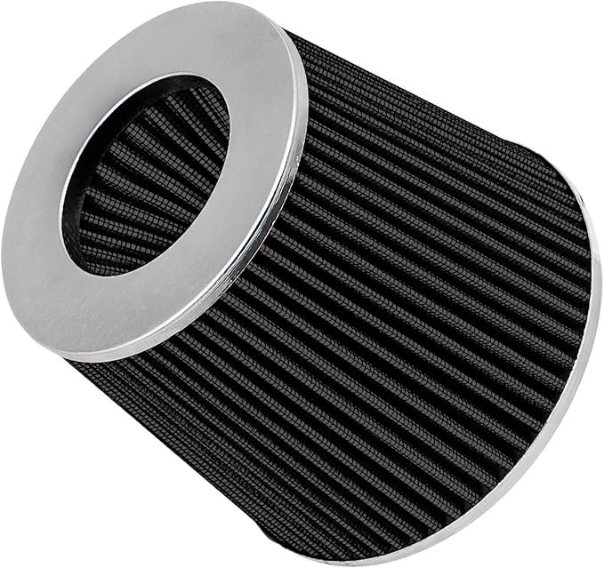 Mortar Aftermarket Auto Air Filter Replacement - Car Enthusiast Class Universal Cold Air Intake Gulps in More Air for More Engine Power & Passionate Induction Sound, 2.5 In, Black