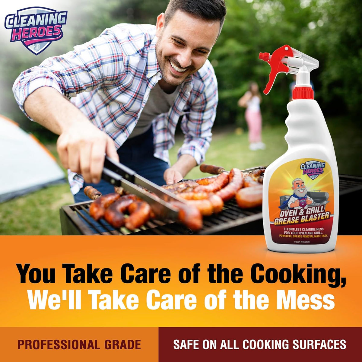 Oven and Grill Cleaner, 32 Fl Oz - BBQ Cleaner and Degreaser - Perfect for Air Fryers, Stoves, Baked-On Grease and Food Buildup