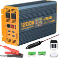 1200 Watt Pure Sine Wave Power Inverter DC 12V to 110V AC Converter with Dual AC Outlets, PD60W/QC3.0 Fast Charging USB Ports, Car Solar Inverter with LCD Display for Home RV Truck