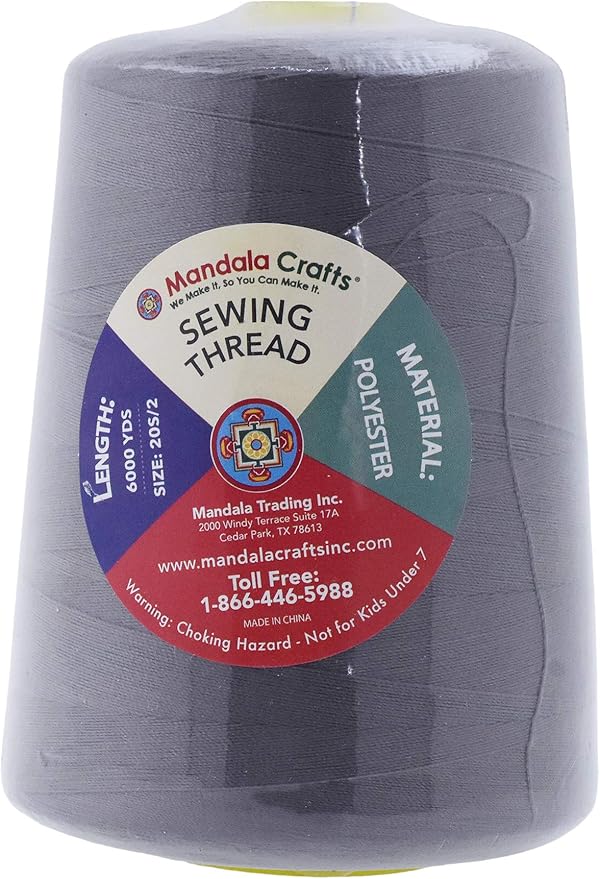 Mandala Crafts 4 Pack of Serger Threads Cones Spools - 20S/2 24000 Yards Polyester Taupe Threads for Sergers Machine and Overlock Quilting Sewing Machine