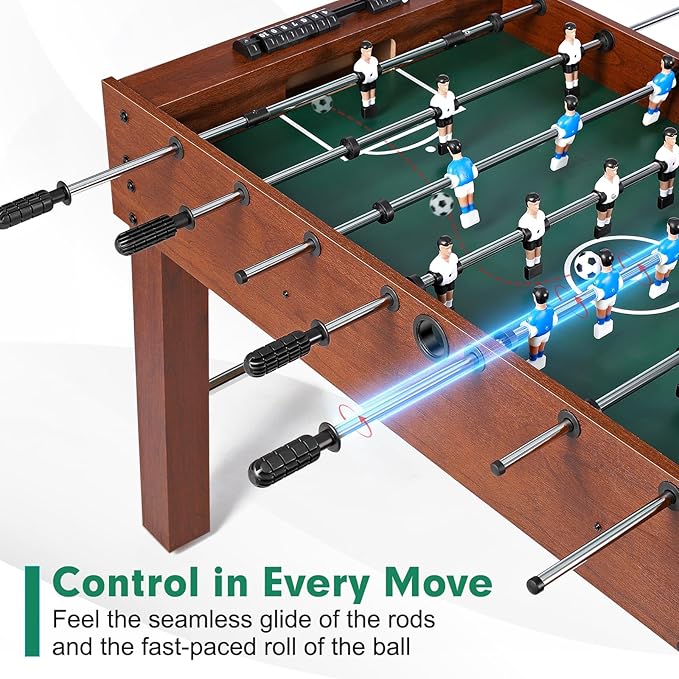 Foosball Table 48in, Competition-Sized Game Table for Home & Game Room – Includes 2 Balls & 2 Cup Holders – Classic Indoor Soccer Game