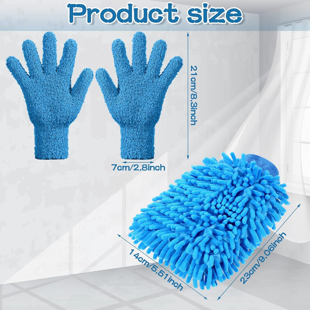 6 Pcs Microfiber Dusting Mitt Gloves Microfiber Washable Dusting Gloves Car Wash Mitt for Leaf Cleaning Plant