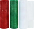 TONIFUL 3 Roll 10 Inch Red White and Green Decorative Mesh Ribbon Rolls, Fabric Mesh with Foil for Wreaths Front Door Decor Christmas Festival Party Accessories Party Decoration Supplies (10yds/roll