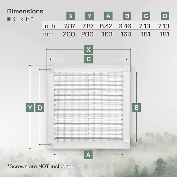 Vent Systems 6" x 6" Inch (Opening Dimensions) - Pack of 10 - Plastic White Soffit Vent Cover - Flat Square Air Vent Grille - Air Vent Deflector - HVAC 8" x 8" Inch (Overall Dimensions)