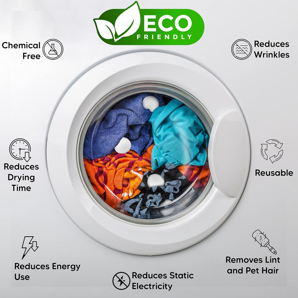 RAYTRADE Wool Dryer Balls 6-Pack 100% Made of Organic New Zealand Wool Reduces Clothing Wrinkles and Saves Drying Time Reusable Natural Fabric Softener Stocking Stuffer Gifts