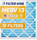 Filter King 12x12x1 Air Filter | 12-PACK | MERV 13 HVAC Pleated A/C Furnace Filters | MADE IN USA | Actual Size: 11.5 x 11.5 x .75"