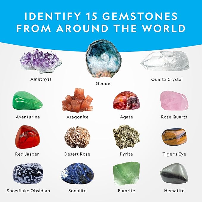 NATIONAL GEOGRAPHIC Mega Gemstone Dig Kit – Dig Up 15 Real Gemstones and Crystals, Science Kit for Kids, Gem Digging Kit, Gift for Girls and Boys, Mining Kit, Rock Collection
