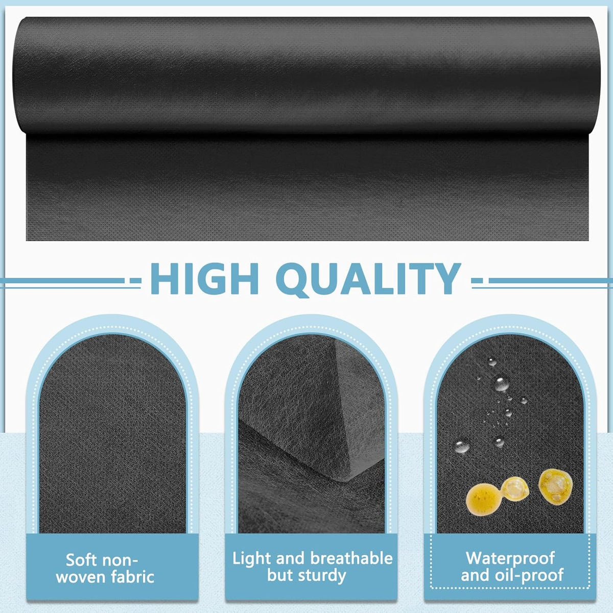 Tudomro 2 Roll Disposable Non Woven Bed Sheets 24 x 71 Inch Massage Table Paper Covers Non Woven Fabric Massage Sheets Waterproof Spa Breathable Bed Cover for Beauty Salon, Hotels(Black)