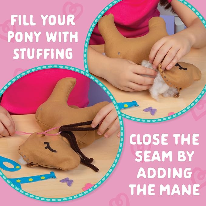 Craft-tastic - Make a Friend Pony - Mini Sewing Kit, Arts and Crafts, Kids Crafts, Art Supplies, Craft Kit Makes 1 Easy-to-Sew Stuffie with Clothes & Accessories, Bonus Travel Tote Included Ages 5+
